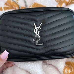 Yves Saint Laurent Black Chevron Crossbody Bag